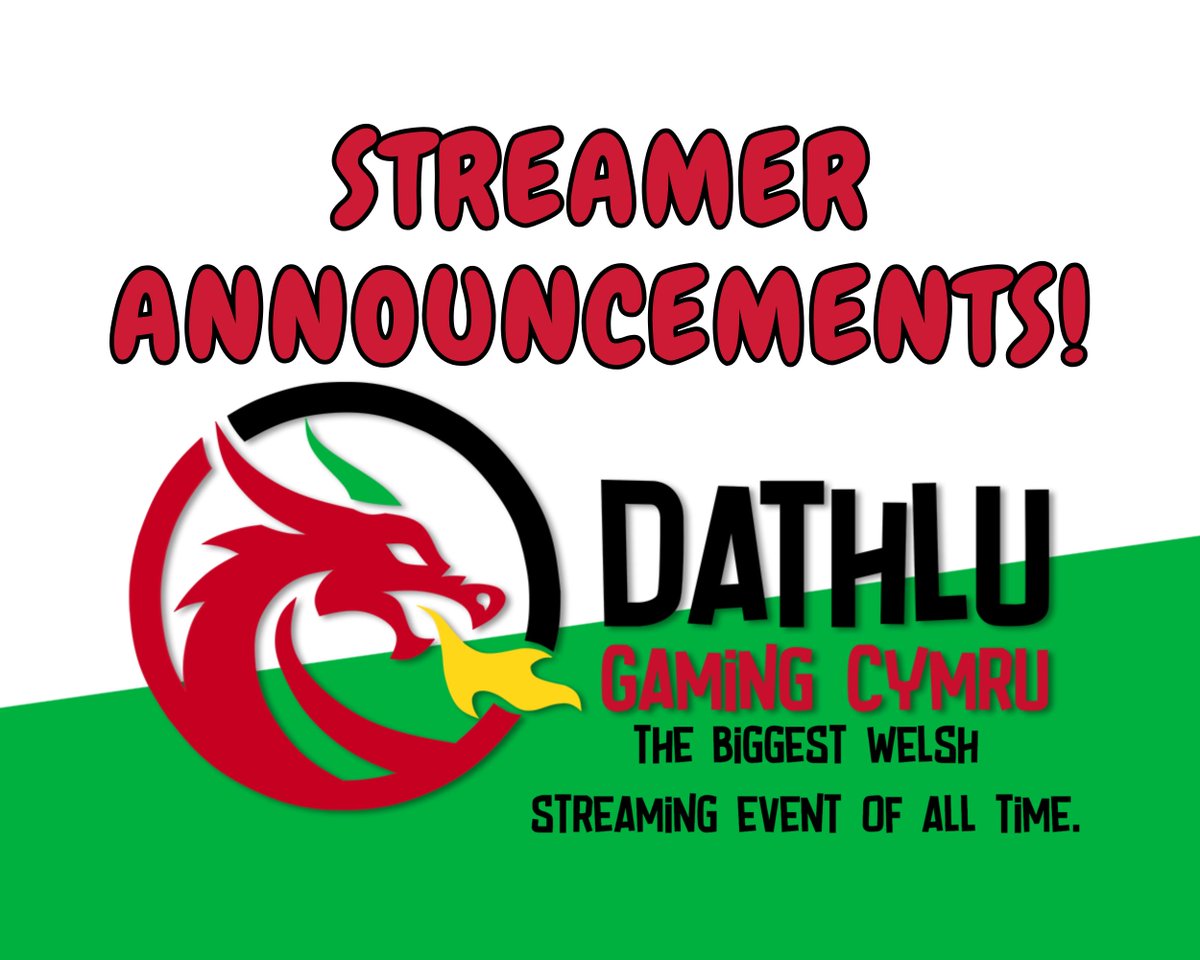 DATHLU GAMING CYMRU - The Biggest Welsh Streamers Event ever!

Saturday 28th February and Sunday 1st March!

In aid of Ty Gobaith and Hope House - supporting Welsh children with life threatening illnesses.

Here's a list of streamers confirmed so far (updated daily!):