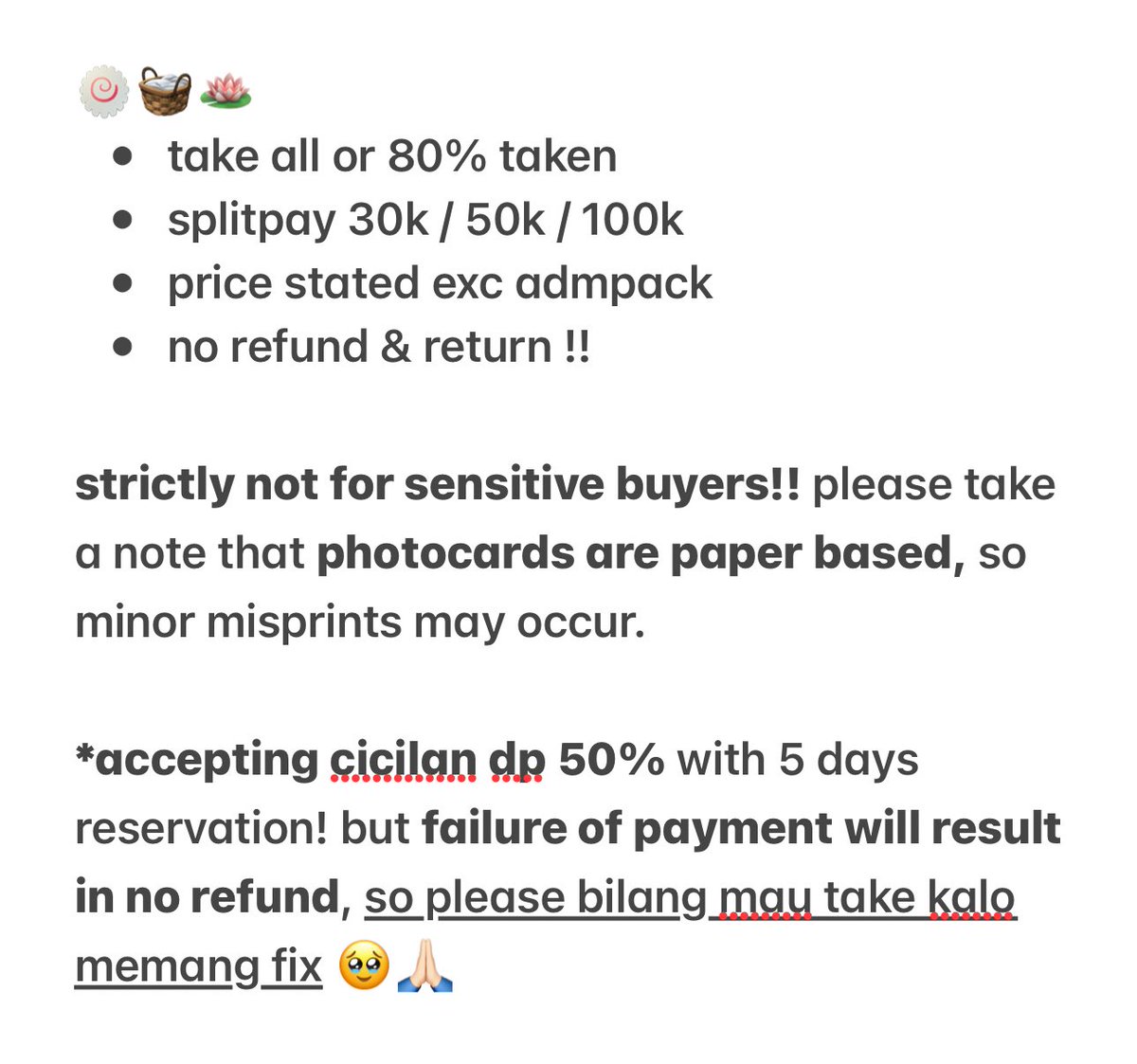 couriedoras's tweet photo. vidcon will be provided for items marked with *, sisanya aku anggep in good condition and will give the rest once the payment is completed :>

[ pls dm for vidcon 💕 ] https://t.co/E9Z2XQmr44