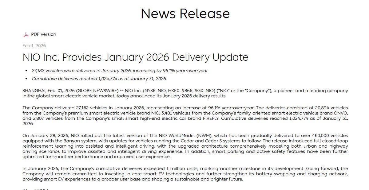 NIO 🇨🇭 Investor tweet media