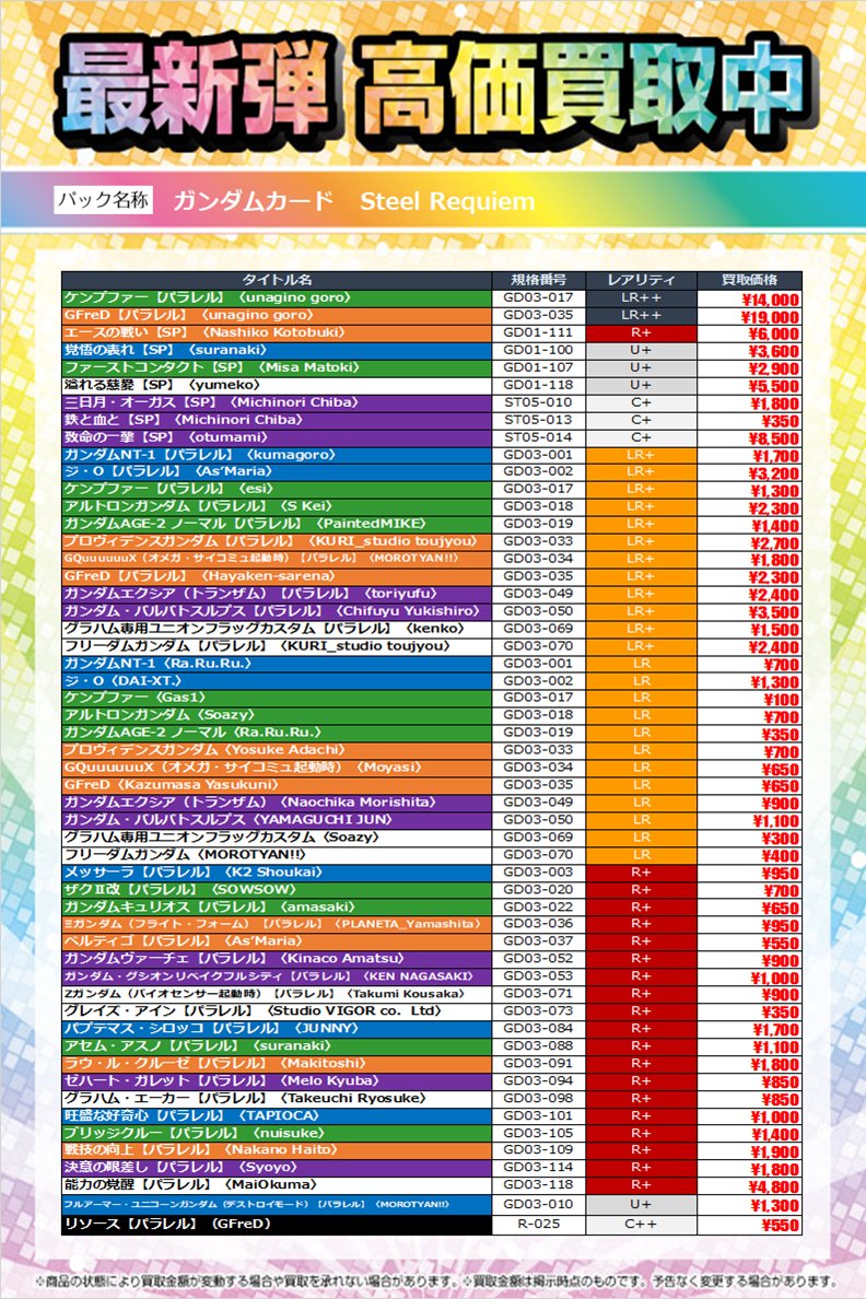 最新弾買取情報❗️ #SteelRequiem #EGGHEADCRISIS 現在の買取告知です
