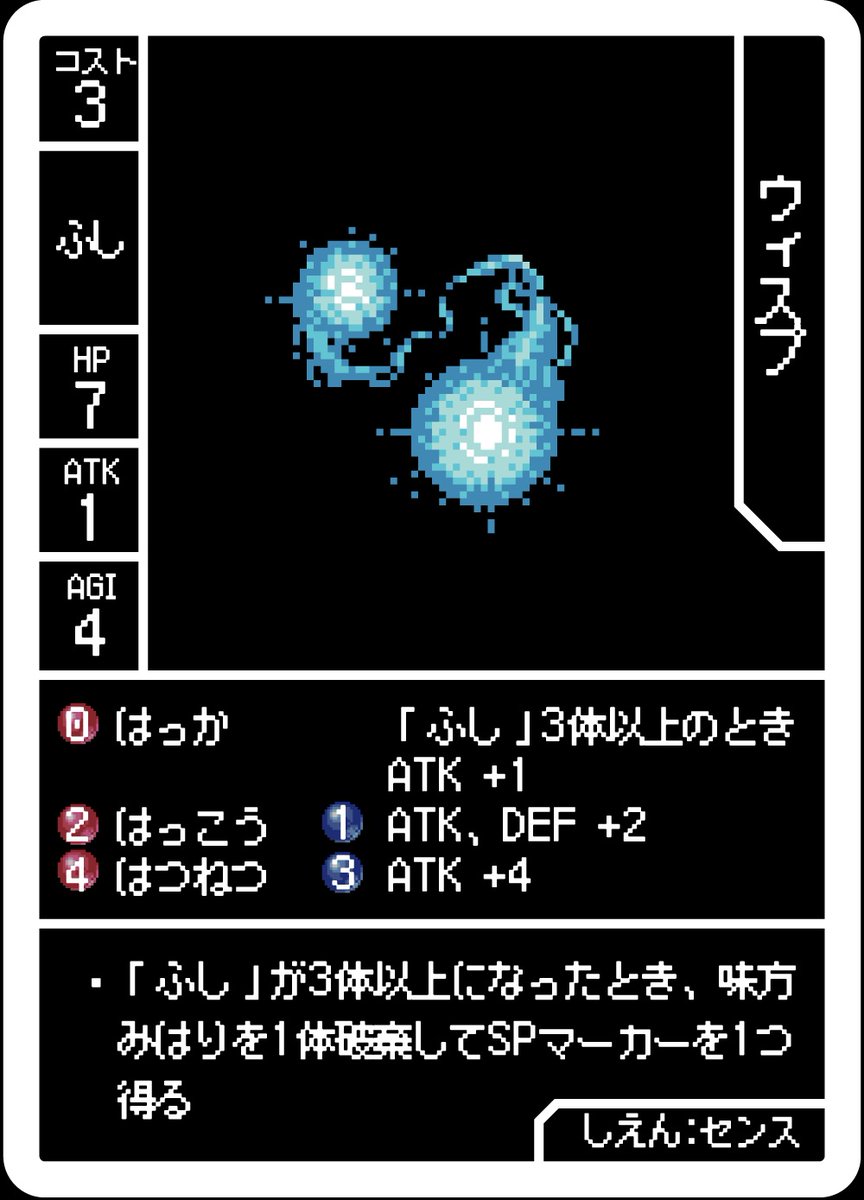 「リッチ」の固有能力
「したいとすて札ユニットの合計が13体以上になったとき，ATK，DEF+2」
は消失せず、ゲーム終了までATK、DEF+2となります。（Q&amp;Aより抜粋）

 素早く条件を満たすなら、「みはり」破棄能力を持つユニットと組み合わせましょう。

#5ROUND #ボードゲーム