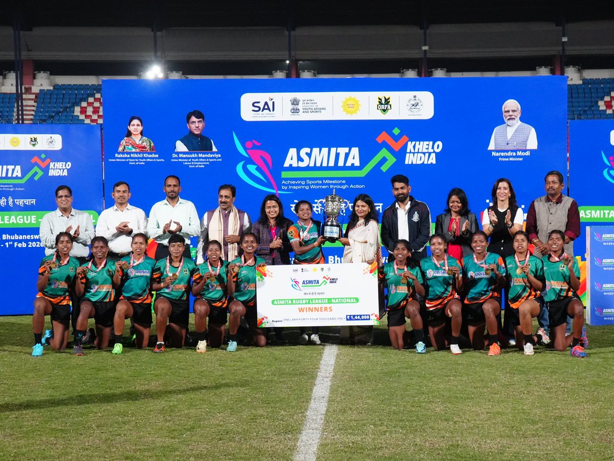 𝗖𝗛𝗔𝗠𝗣𝗜𝗢𝗡𝗦 𝗢𝗗𝗜𝗦𝗛𝗔!!! 🏆 🏆 🏆

#Odisha completes a clean sweep at the inaugural ASMITA Rugby League – National, winning championship titles in Sub-Junior Girls (U15), Junior Girls (U18) and Senior Women at the #KalingaStadium 🏟️ ✨

#Rugby #AsmitaRugby