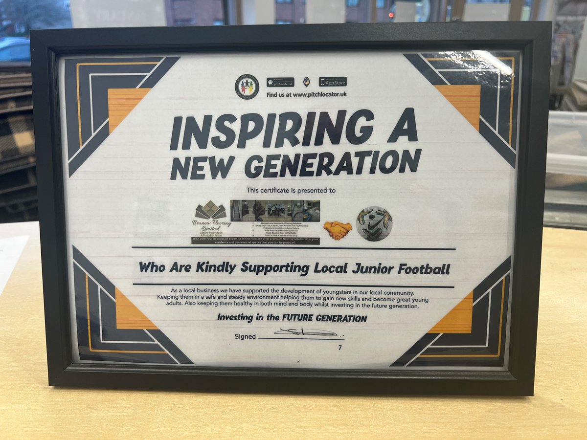 Proud to receive our certificate for sponsoring the Timperley &amp; District Junior Football League ⚽
Supporting grassroots football means investing in the future generation — and we’re honoured to be part of it.
#FutureGeneration #CommunitySupport #ProudSponsor <a href="/tdjfl/">Timperley & District JFL</a>