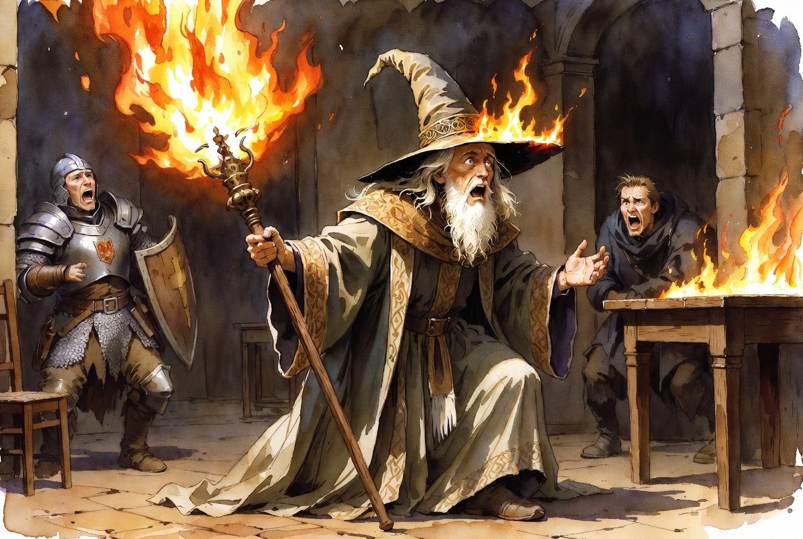 CNRealms's tweet photo. Cursed Items 7/14: 

Staff of Fireball 
Very rare. Fireball 3/day.

Curse: Eternal 3ft flame at tip. Friends? Allies? Fuel.

#DnD #TTRPG #CursedItems https://t.co/DwioiFUzIi