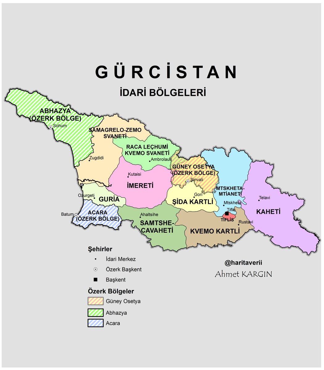 Gürcistan idari bölgeleri haritası