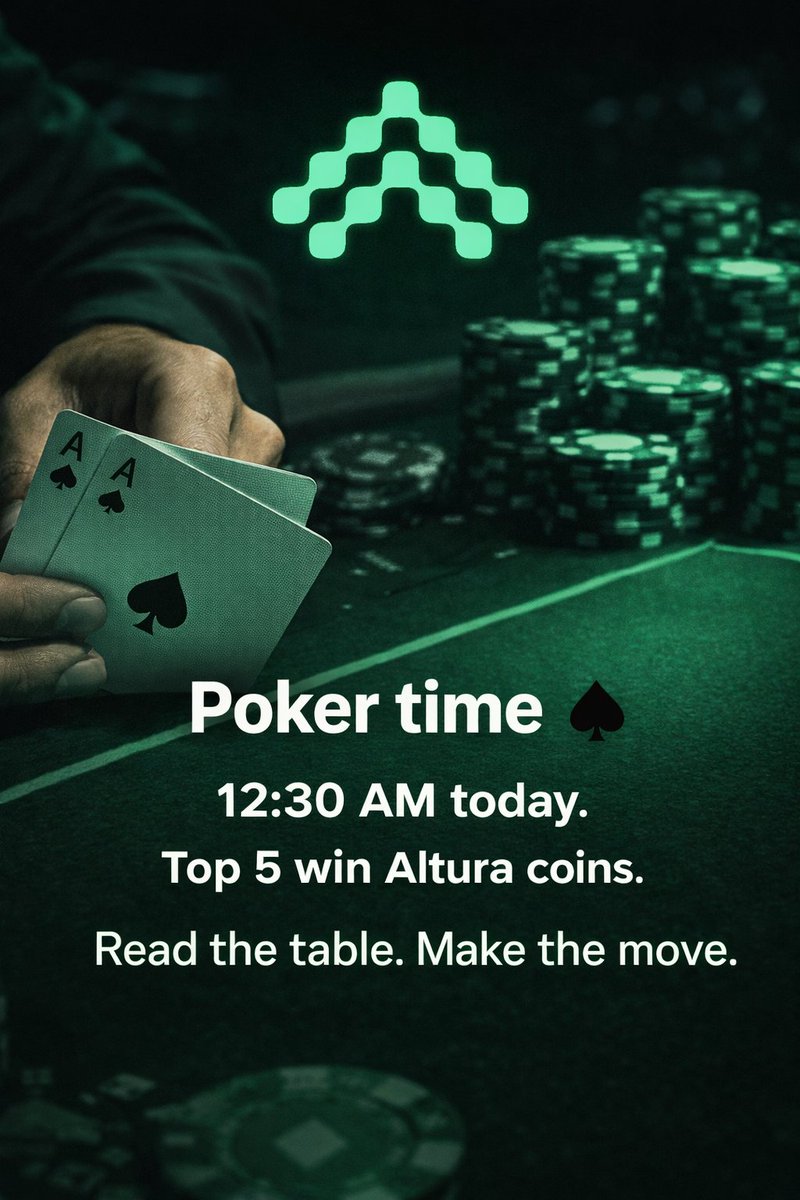 It’s poker time ♠️
12:30 AM today.
Top 5 players take home Altura coins.
Play smart. Play calm..
<a href="/alturax/">Altura</a>