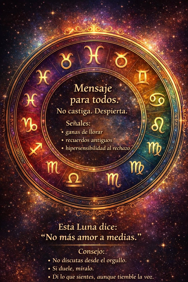 LaMoradaDelAlm's tweet photo. Luna Llena en Leo
1 febrero · 23:09 h · Madrid

No viene a inflar el ego.
Viene a mostrar dónde duele el corazón.

Mensaje claro:
No más amor a medias.

Si duele, míralo.
No decidas desde el orgullo,
decide desde la verdad.

#LunaLlenaEnLeo #AstrologíaEmocional #LaMoradaDelAlma https://t.co/qBE55uCxeL