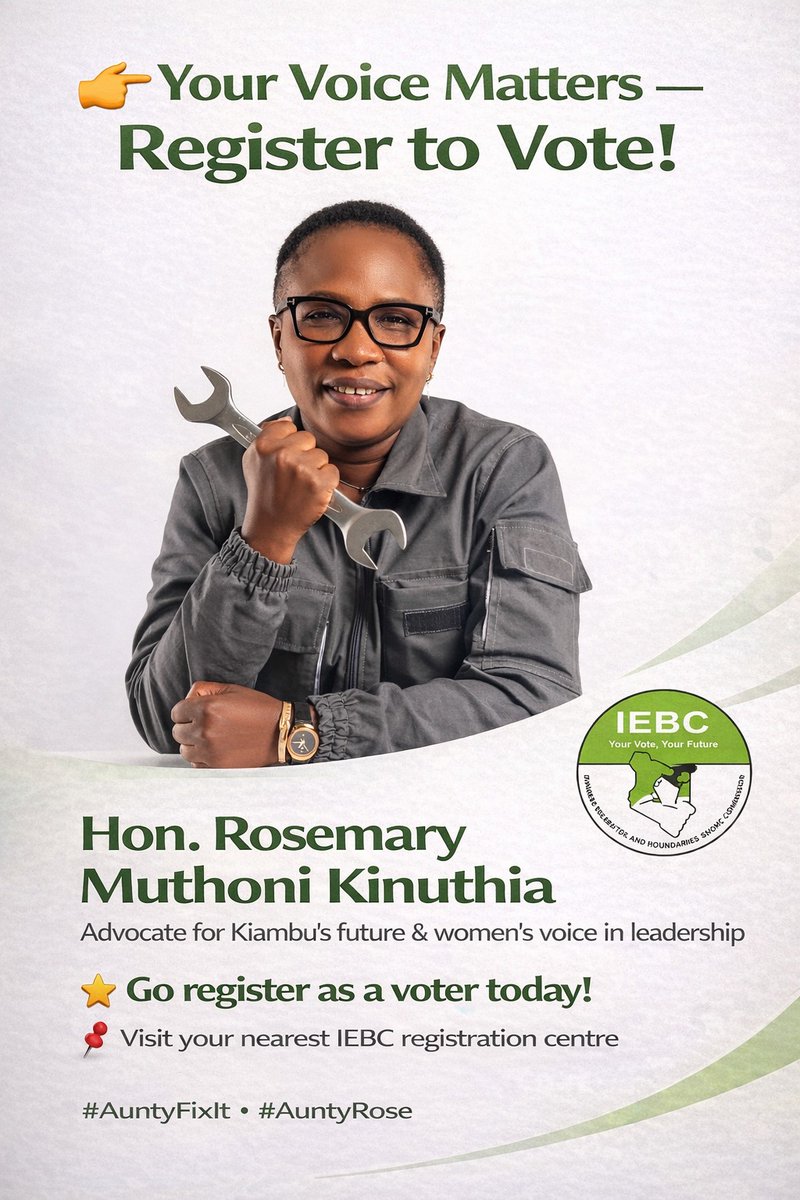 If we have to fix this nation, then  we must do it through the ballot.  That means we get out and be registered as voters. 
2027 tusikubali kupangwa!
We must save our motherland we have got nowhere else to call home
#Kiambuwomenrep2027
#AuntyRose
#Realissues
#Realsolutions