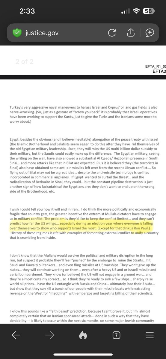 Ron Paul mentioned in the Epstein files as the one candidate who wasn’t satisfactorily slobbering all over a certain country. 

👑