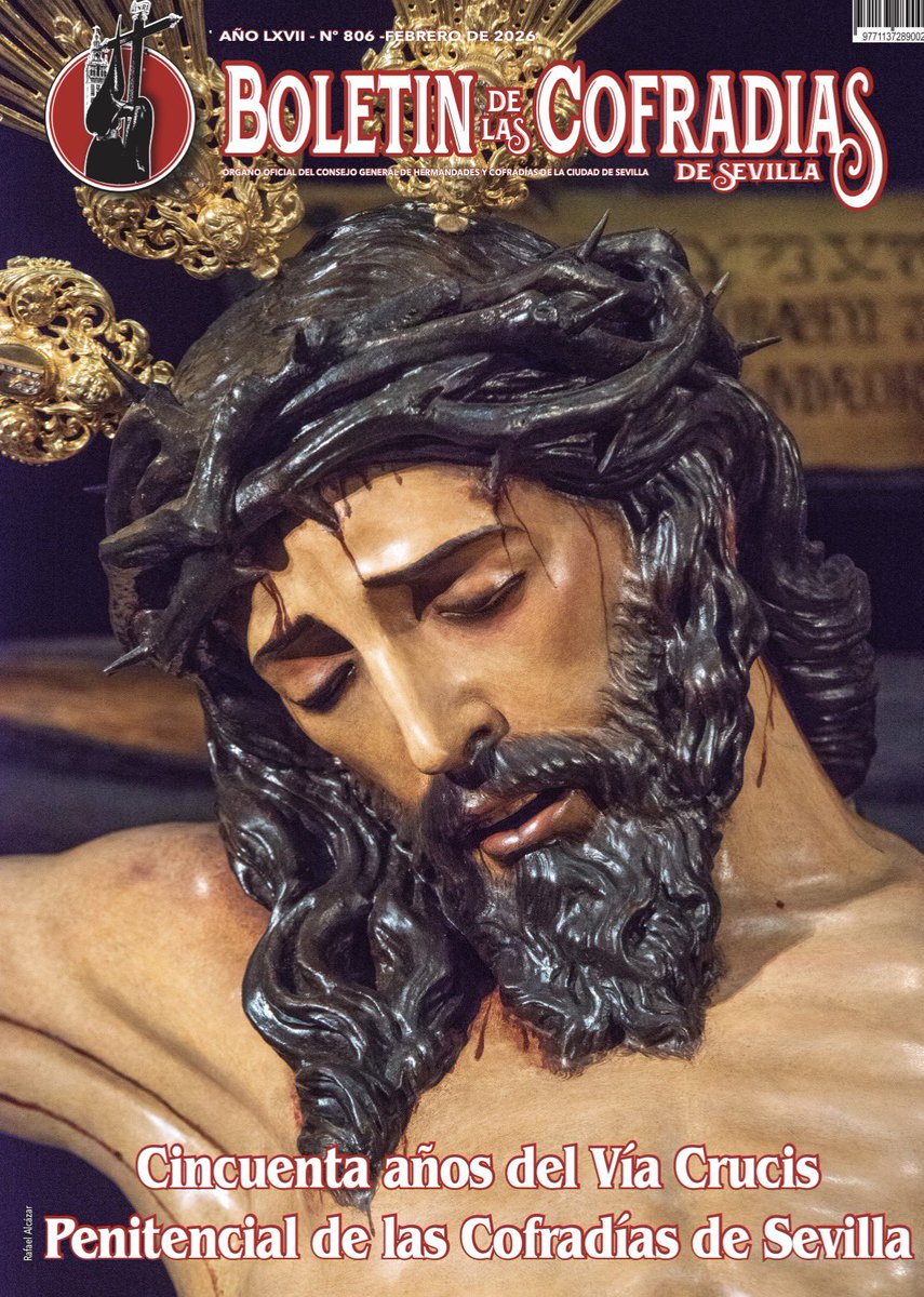 BoletinCofradia's tweet photo. Edición de febrero de 2026

La celebración del anual Vía Crucis Penitencial de las Cofradías de Sevilla el próximo día 23 de este mes supondrá la quincuagésima edición de este culto que comenzó a realizarse en 1976. El Cristo de la Buena Muerte será la imagen que lo presida https://t.co/sQsRw1ZFEh