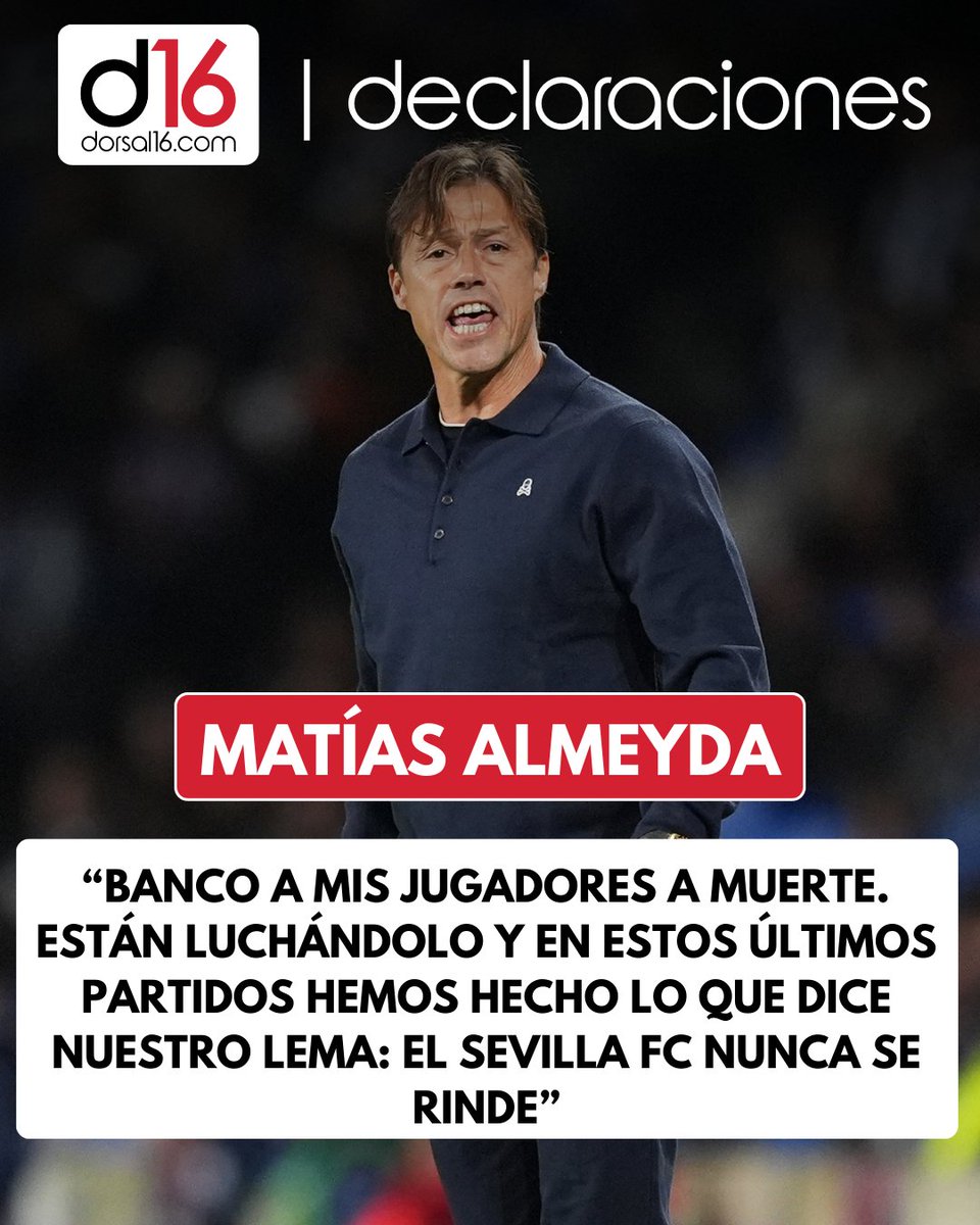 dorsal16_'s tweet photo. 💬 Almeyda fue claro: confianza total en el grupo, valorar cada punto y seguir creciendo partido a partido.
🔴⚪ El equipo no se rinde y va a luchar hasta el final.
#sevillafc #compartimosaficion https://t.co/92r1Wq6VVx