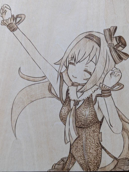 #ウッドバーニング で #カルロピノ 様を焦がしてみた 文化祭のライブのスクショより。ろんろがロンドになってて感涙した想い出。さあ次は星共鳴のスクショだ #ピノの自由帳