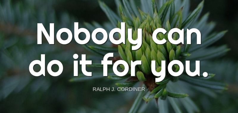 "Nobody can do it for you."-Ralph J Cordiner