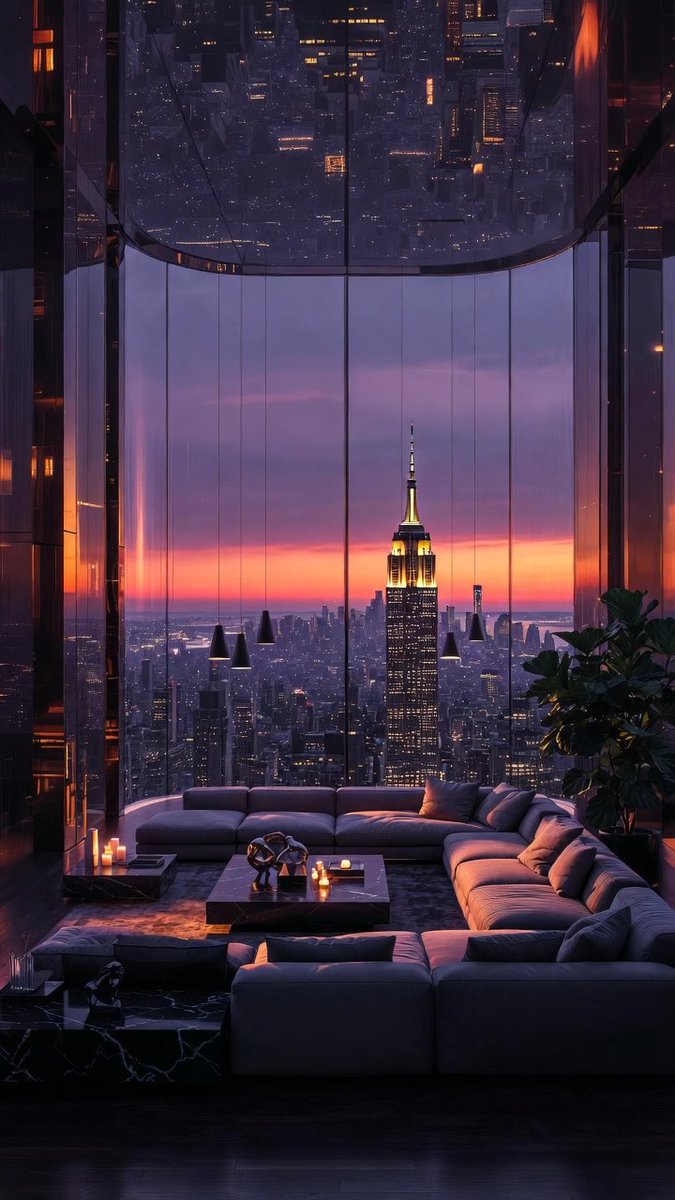 @HOUSEPORN___ NYC penthouse perfection. That curved glass + Empire ...