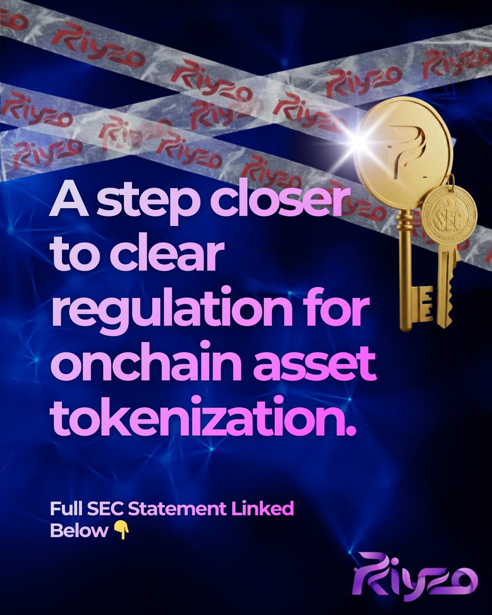 RiyzoHQ's tweet photo. The SEC's latest Jan. 28, 2026. 

Regulation isn't the obstacle. Ambiguity was.  
Riyzo is building the future: 
Real Assets, Digital Rails, On Chain. https://t.co/XObXZdSDa7