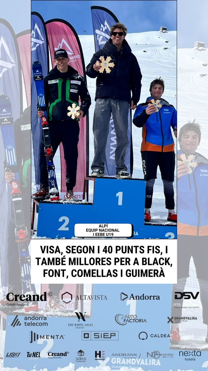 FAEAndorra's tweet photo. ALPÍ · Segon eslàlom FIS al #PasdelaCasa 🇦🇩 amb #JanVisa segon 🥈 i punts FIS per a ell i per a #MaxBlack, #MaiàFont, #ÀlexComellas i #ÈricGuimerà.
INFO ✅ https://t.co/ebbkxc0Bi4 https://t.co/oRLQCzSxRQ