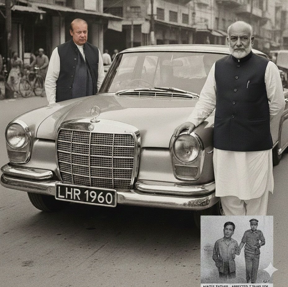 1960 میں پہلی مرسڈیز لاہور میں رجسٹرڈ ہوئی جس کے مالک اتفاق آئرن کے مالک میاں محمد شریف تھے اور گاڑی چلانے والے کا نام میاں محمد نواز شریف تھا تب ایک آدمی سائیکل چوری کے کیس میں سات بار جیل جا چکا تھا بعد میں کرپشن پر جاب سے نکال دیا گیا تھا