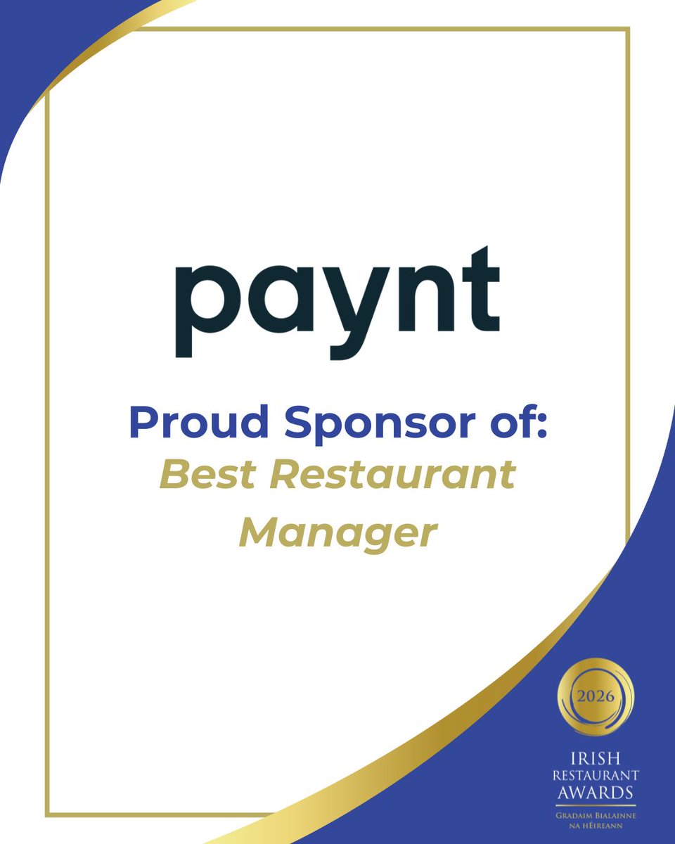 restawards's tweet photo. We are pleased to welcome Paynt as the official sponsors of Best Restaurant Manager in the Irish Restaurant Awards 2026.
Thank you for your valued support @paynt
#FoodOscars #IrishRestaurantAwards2026 #Paynt https://t.co/bAwGgpUvxx