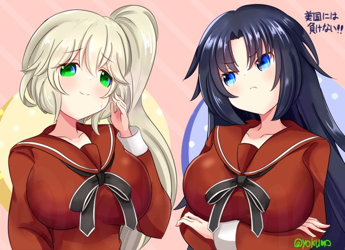 浅古小巻ちゃんと美国織莉子ちゃん描きました 