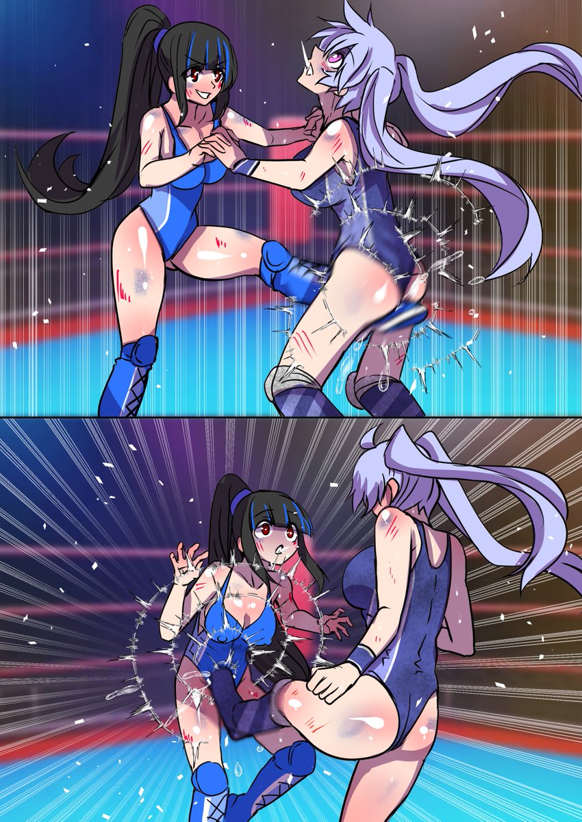 Miyako vs. Blue
Blue loves low blows
Until she gets one (or many) back :3

Miyako belongs to <a href="/ZaYuriEnjoyer/">ZYE</a> 
Blue belongs to me

#femalewrestling #catfight #lowblow #Miyako #redandblue