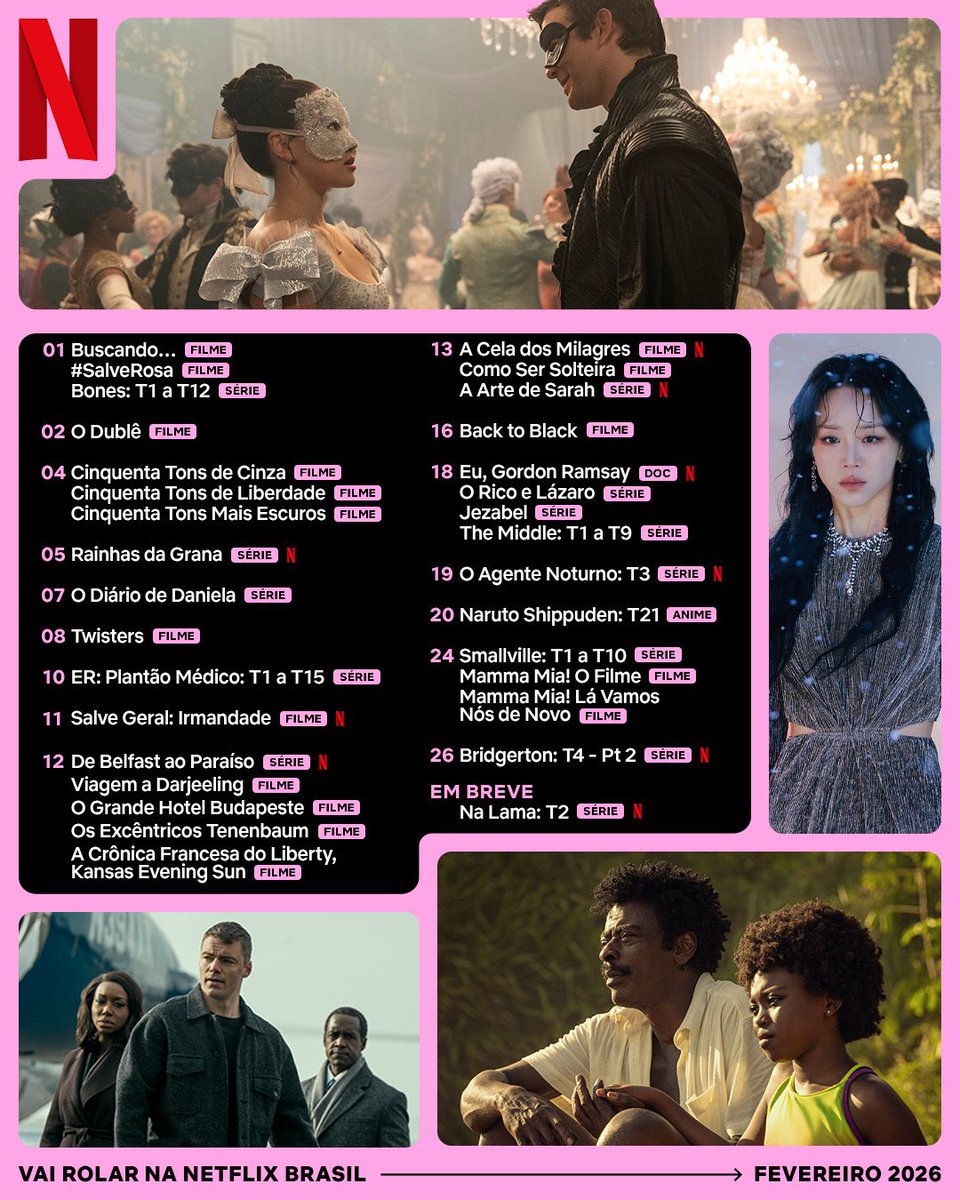 🚨 Confira as novidades do mês de fevereiro na <a href="/NetflixBrasil/">Netflix Brasil</a>