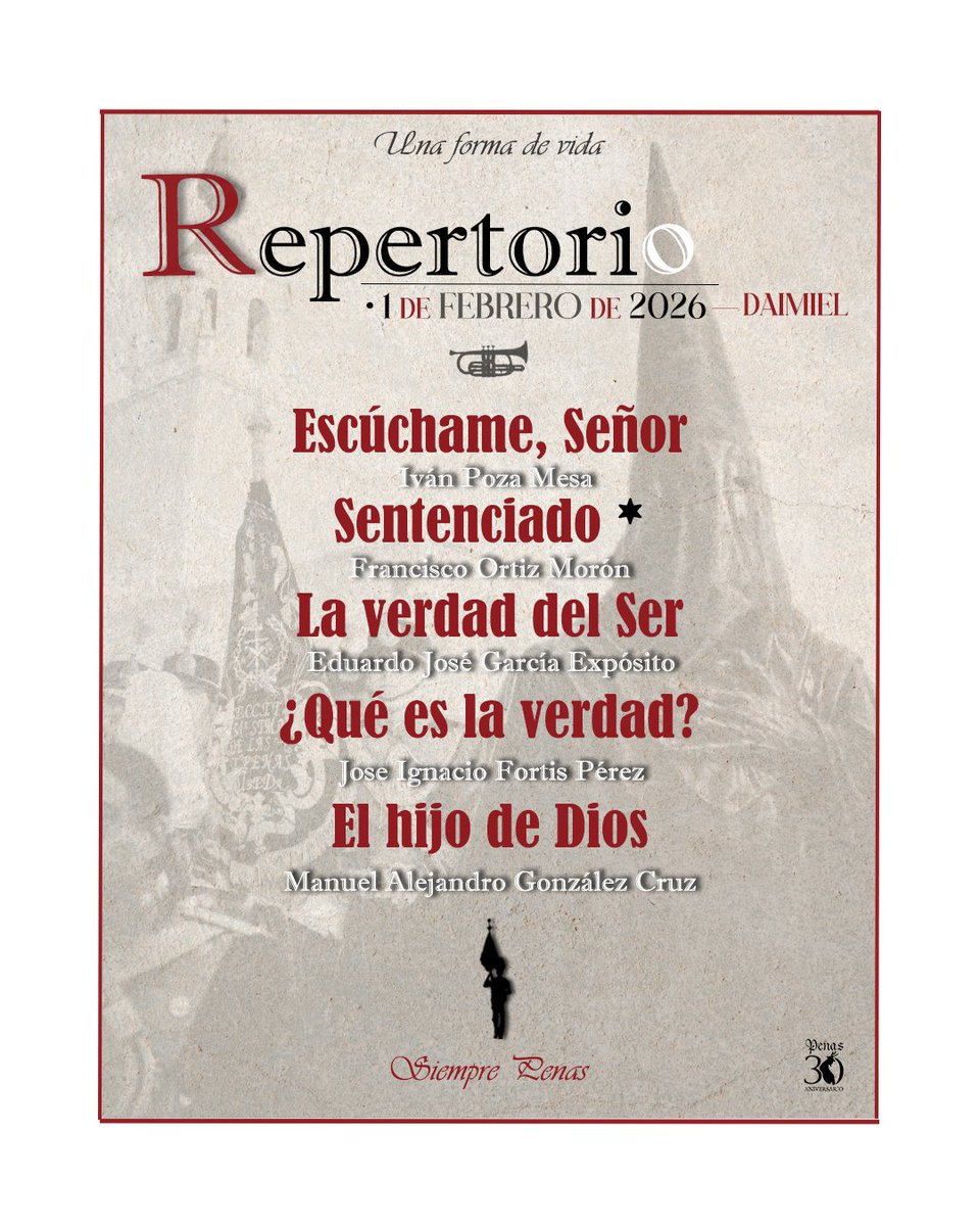 𝐑𝐄𝐏𝐄𝐑𝐓𝐎𝐑𝐈𝐎 | Os presentamos el repertorio que interpretaremos hoy en Daimiel. 

#𝙎𝙞𝙚𝙢𝙥𝙧𝙚𝙋𝙚𝙣𝙖𝙨🎼🥁🎺 
#𝟯𝟬𝗔𝗻𝗶𝘃𝗲𝗿𝘀𝗮𝗿𝗶𝗼𝗣𝗲𝗻𝗮𝘀𝗨𝗯𝗲𝗱𝗮