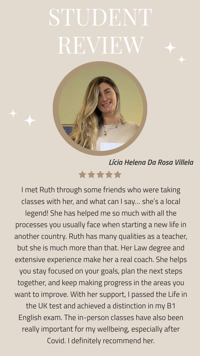 An amazing student review from Lícia Helena Da Rosa Villela 🥰