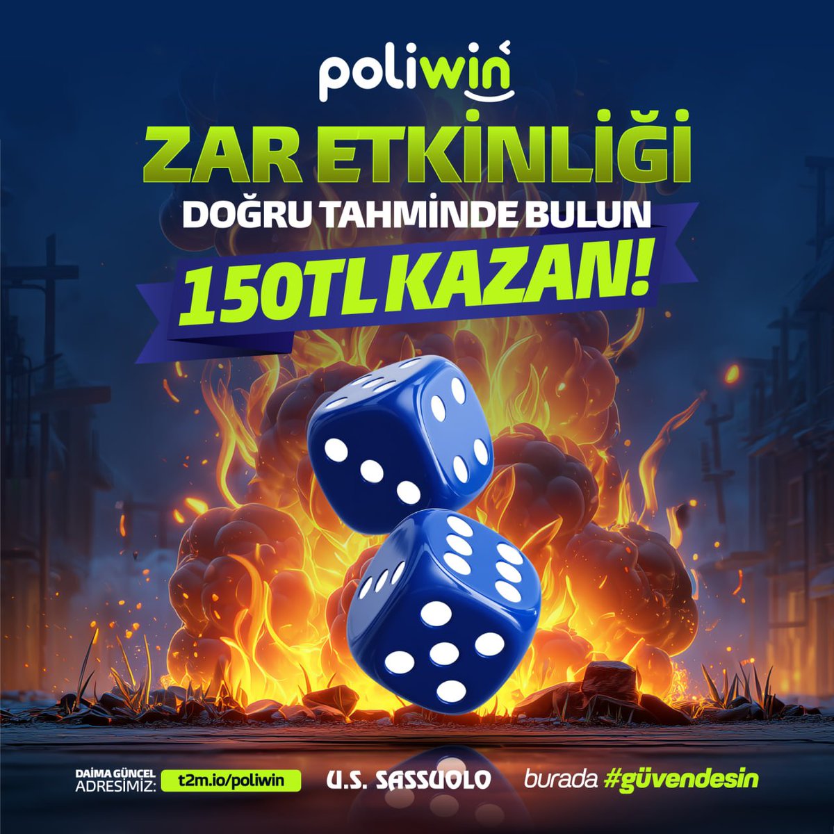 Poliwinresmi's tweet photo. 🎲POLİWİN ZAR ETKİNLİĞİ AKTİF!

➡️ 1Doğru Tahmine 150 TL Nakit Hediye!

‼️Son işlem Minimum 250TL Yatırım Olmalıdır.

🎰Sadece slot alanında geçerlidir. Minimum - Maximum Çekim 1000₺'Dir

📌 ETKİNLİĞE KATILMAK İÇİN TIKLAYINIZ! (https://t.co/5F9uuxPoib) https://t.co/iEqYt5jy96