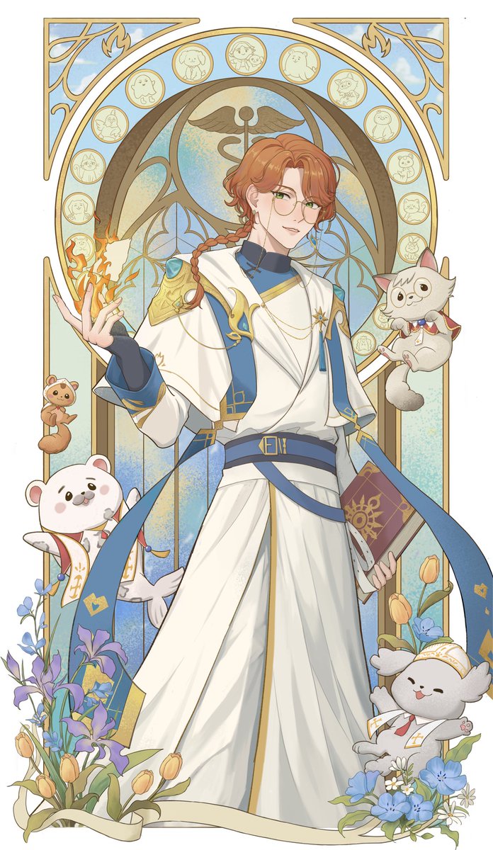 Maggie951231's tweet photo. 覺得應該蠻搭的就用慕夏的風格畫了萬神官
#阿萬人迷 https://t.co/DwlYml6MHj