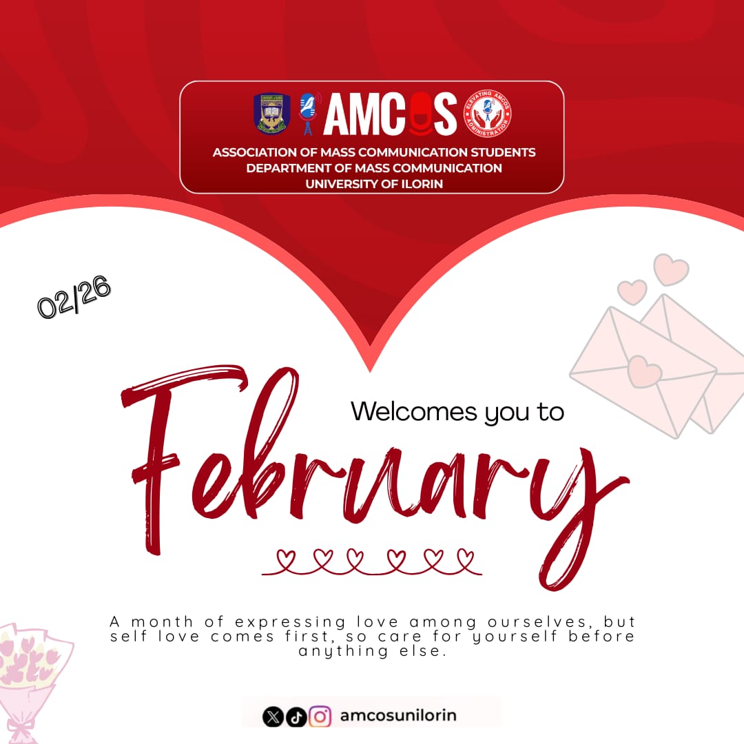 amcosunilorin's tweet photo. Welcome to February, a month dedicated to expressing love, starting with yourself. ❤️ Take care, reflect, and spread kindness within our AMCOS community and beyond.
#AMCOS #February #SelfLove #Unilorin https://t.co/thRDDLn780