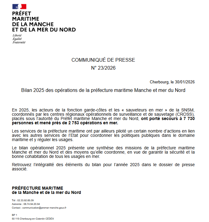 Image de Préfecture maritime Manche et mer du Nord - [#Opérations] Bilan 2025 des opérations de la préfecture maritime Manche et mer du Nord A retrouver 