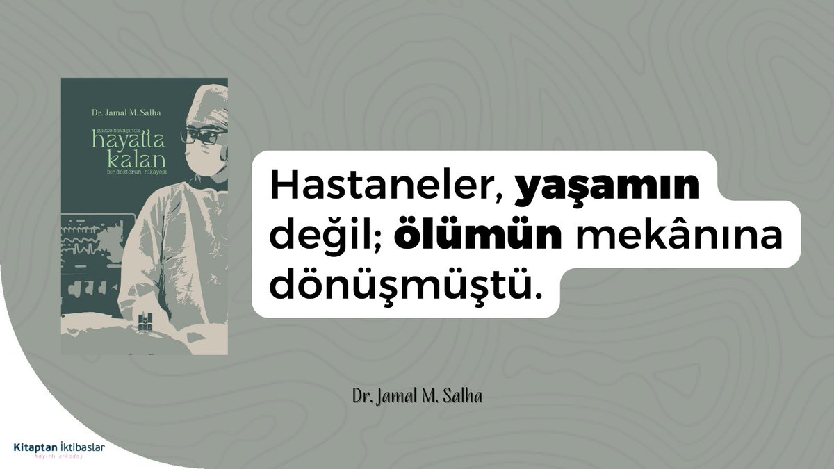 "Hastaneler, yaşamın değil; ölümün mekânına dönüşmüştü."

Hayatta Kalan | Dr. Jamal Muhammed Salha | <a href="/mgvyayinlari/">MGV Yayınları</a>