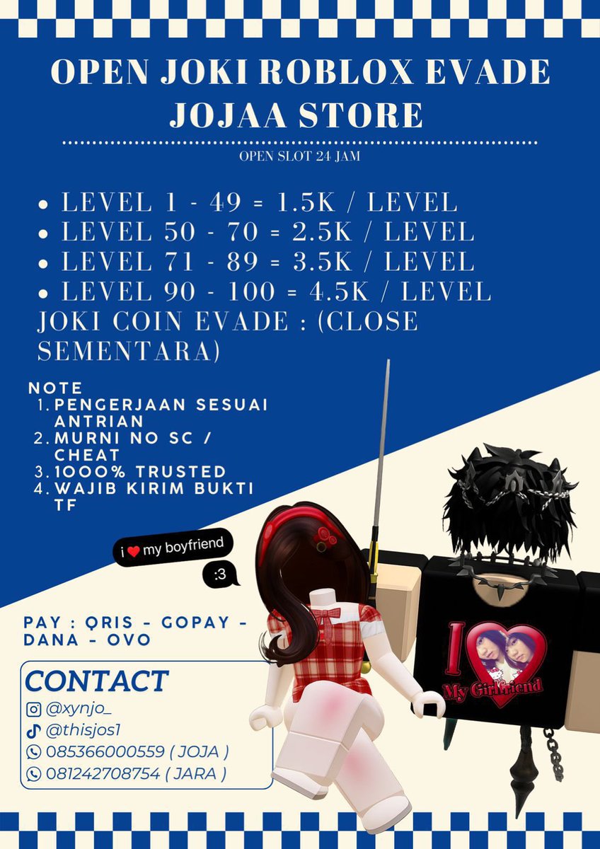 jora OPEN JOKI LEVEL EVADE, @ after dm 🤎 tweet media