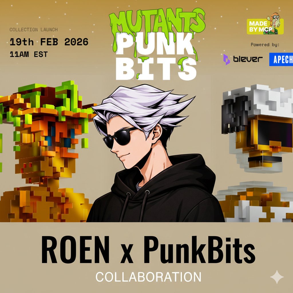 0xroen_leo's tweet photo. I got 5  @PUNKBITS_nft WL for my comminity.
For WL > Follow @0xroen_leo &amp; @PUNKBITS_nft
I will pick winner from comment. 

Mint Info:
Launch> 19th Feb 11AM EST
Mint Price > Free/ 1$
Supply > 10,000 PunkBits NFT
Chain> ApeChain
Mint Website >BLever https://t.co/D2rgdD2xUt
