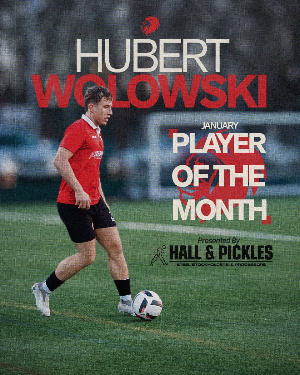 Our midfield general Hubert Wolowski takes the first Hall &amp; Pickles Player of the Month for 2026 💪