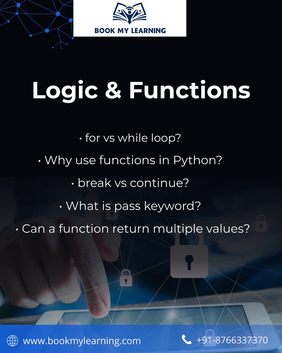 BookMyLearning_'s tweet photo. Python Interview Questions 🐍
For Data &amp; Analytics Roles 📊
Learn what recruiters actually ask.

@bookmylearning

#python #pythoninterview #pythondeveloper #datainterview #dataanalytics #datascience #analyticsjobs #techinterview #interviewpreparation #jobready #careergoals https://t.co/EeUpv7UOPv