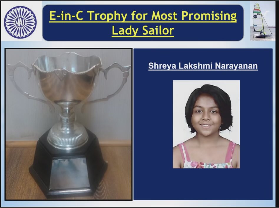 Heartiest congrats to Shreya (Opti Sailor) for most promising Lady Sailor award from YAI. <a href="/YAIUpdates/">YAI India</a> <a href="/worldsailing/">World Sailing 🌎⛵️</a> <a href="/Media_SAI/">SAI Media</a> <a href="/optiworld/">SailOptimist</a>