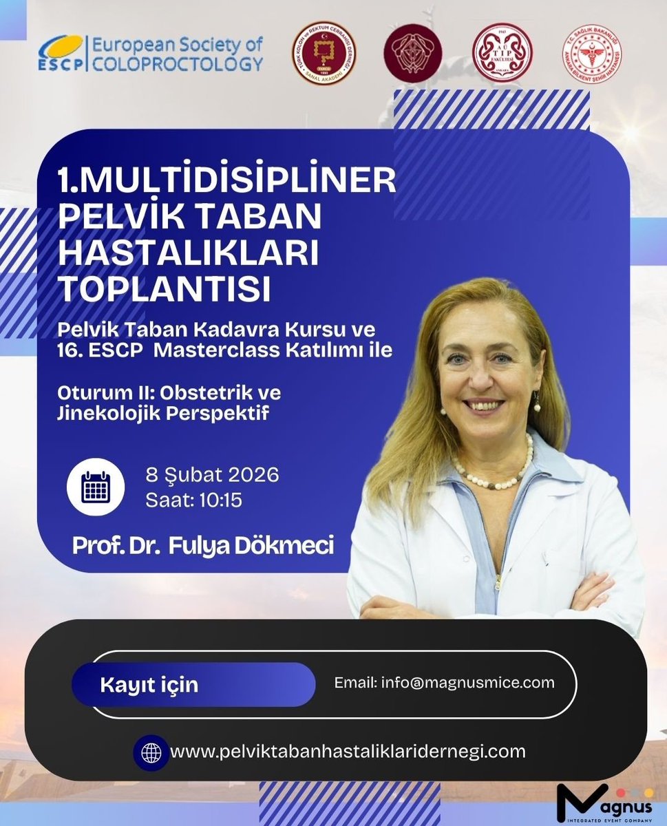 pthder's tweet photo. 🎓 1. Multidisipliner Pelvik Taban Toplantısı | Oturum II
📅 8 Şubat 2026 | Ankara
🔍 Obstetrik &amp; Jinekolojik Perspektif
Kadın sağlığında pelvik tabana çok yönlü yaklaşım!
👥 Başkanlar: Prof. Dr. Fulya Dökmeci &amp; Prof. Dr. Özhan Özdemir
📌Doğum travmaları, POP, AÜD

#PelvikTaban26 https://t.co/6zAbxK8dGv