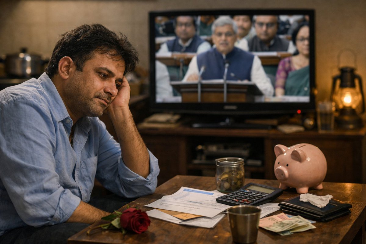 “बजट आया, भाषण लंबा था,
सपने बड़े थे, दायरा छोटा था।
मिडिल क्लास फिर मुस्कुरा दिया—
क्योंकि रोने का टैक्स भी शायद देना पड़ता!” 🥀
#Budget2026 
#IncomeTax 
#NirmalaSitharaman