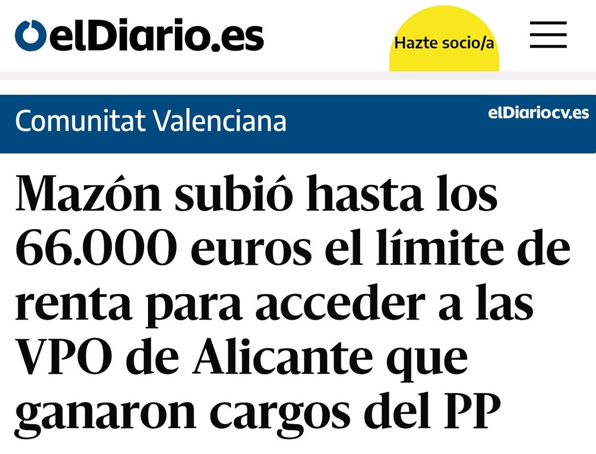 Mazón subió hasta los 66.000 euros el limite de la renta para acceder a Viviendas de Protección Oficial, así se explica que cargos del PP que ganaban más de 60k euros fueran los agraciados.