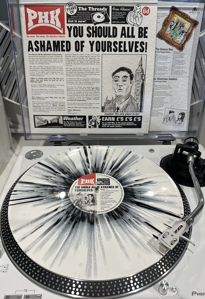 TheThreadsUK's tweet photo. Paul Hooper-Keeley of The Threads, The Deep Six &amp; The Mark Three has released his debut PHK LP, ‘You Should All Be Ashamed Of Yourselves’, on limited edition vinyl (100 copies on B&amp;W Splatter and 100 copies on Red Translucent), available to buy at: -

https://t.co/DbNxxvk1rr https://t.co/7Z3q4MTCbT