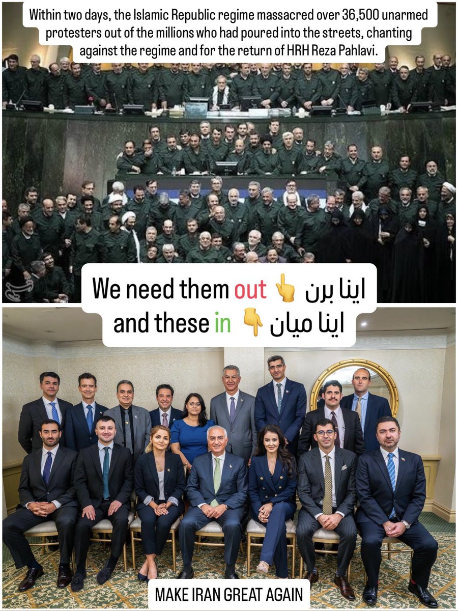 4radr9's tweet image. We, the people of Iran, clearly named Prince Reza Pahlavi as our legitimate representative.
#انقلاب_شیروخورشید
#PahlaviForIran
#IranMassacre