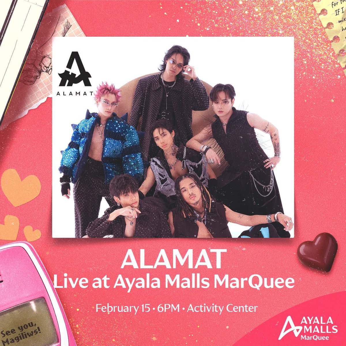 Official_ALAMAT's tweet image. Celebrate with music, memories, and sweet surprises all around the mall then catch ALAMAT live on February 15, 6PM at the Activity Center! 
Don’t miss the fan Q&amp;amp;A and Bias Cam Photo Session for the ultimate date-day moment.

Date tayo sa 15th! 
Kitakits sa Ayala Malls MarQuee