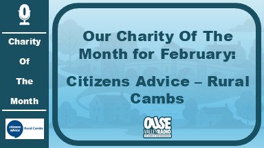 ousevalleyradio's tweet image. Our charity of the month for February is @RuralCambsCAB - we chat to Mark Rosen on Over To You, 7pm this Wednesday - 4th February.  Listen on 104fm locally, online via our website, download our app or ask Alexa to "play Ouse Valley Radio". #overtoyou #104fm