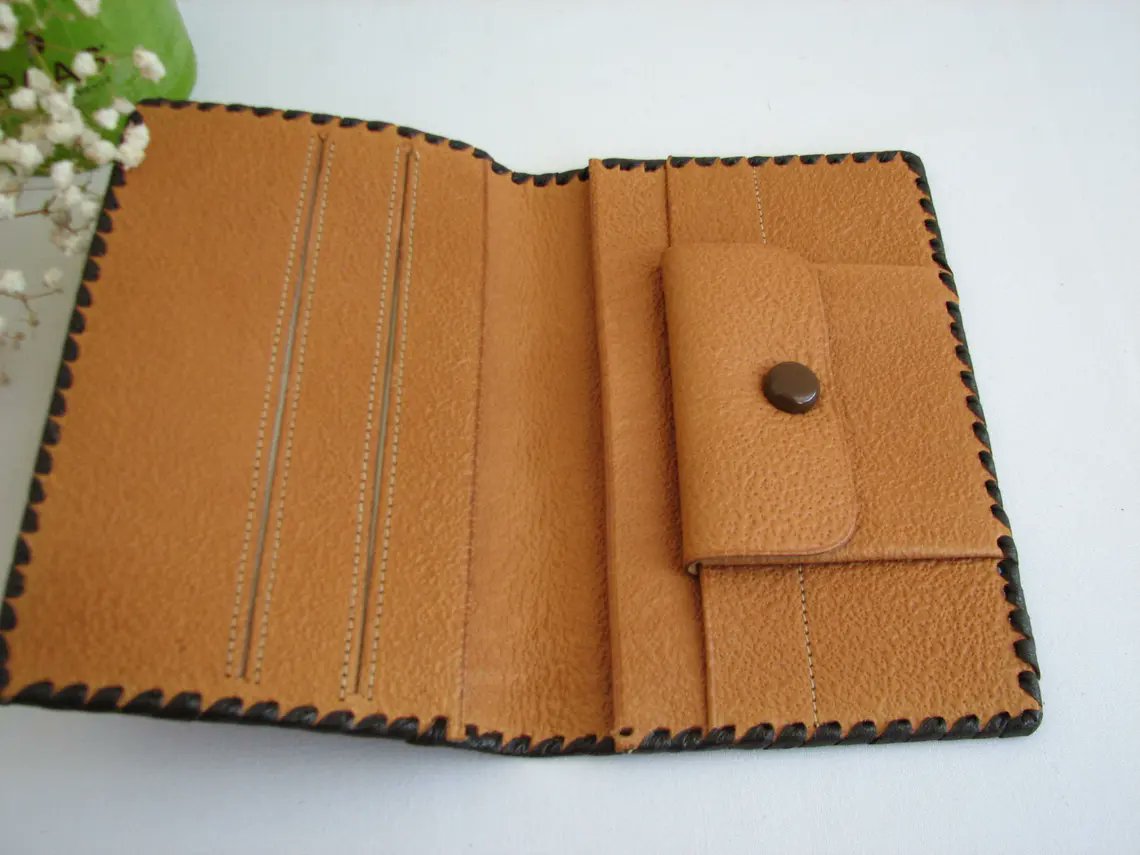 #Ladies #Leather #Wallet with a pocket for #coins. #Soviet Tooled #Leather #Money Purse #giftideas #vintagefashion #ETSY etsy.me/2TxI9RR