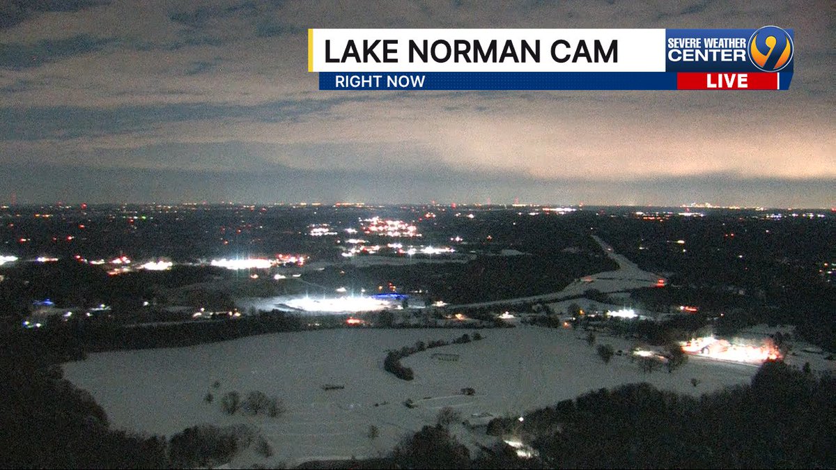 The snow has moved out and the sky is starting to clear up. You can see the deep snow covering the ground from our Lake Norman cam.

It's also a full moon this morning. Should be some nice views once the clouds fully clear.