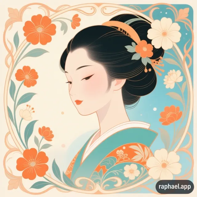 Nathan_Kurtz's tweet photo. Japanese-inspired modern illustration, dreamy feminine aesthetic, clean vector-like outlines, balanced symmetrical composition, soft ambient lighting, storybook fantasy vibe, high-resolution digital painting, ultra-detailed, refined line art, contemporary decorative art style. https://t.co/v0j3GHvPgc