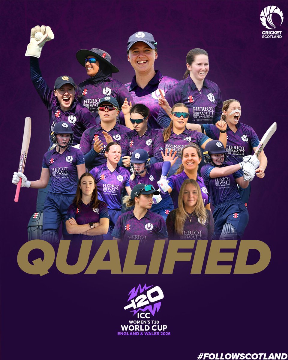 CricketScotland's tweet photo. BACK-TO-BACK T20 WORLD CUP QUALIFICATIONS! 💜 https://t.co/877fZqMqiZ