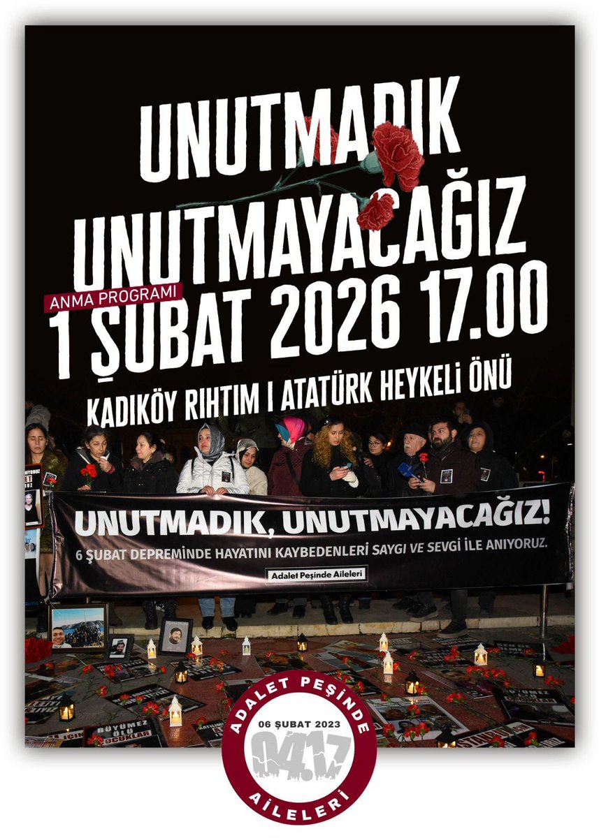 #unutmayacagiz
Bu akşam depremzedeler ve toprak altındaki çocuklarımız için Kadıköy'de olacağım