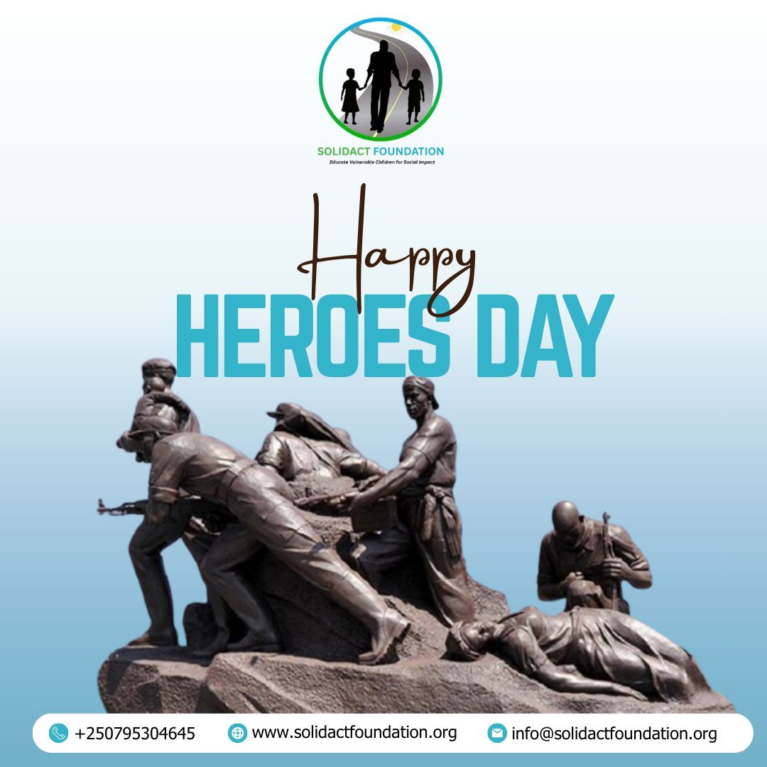 SolidactF's tweet photo. On this Heroes Day, SolidAct Foundation joins all Rwandans in honoring the heroes whose bravery and selflessness continue to shape our country. Their sacrifice reminds us of our responsibility to build a just and caring society.
#HeroesDay2026 #Ubutwari #SolidActFoundation https://t.co/VeDb3RjgOX